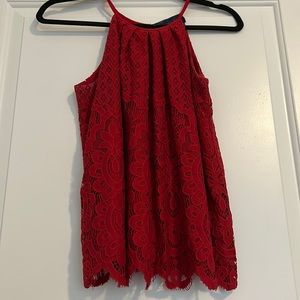 Blue Rain Red Lace Top